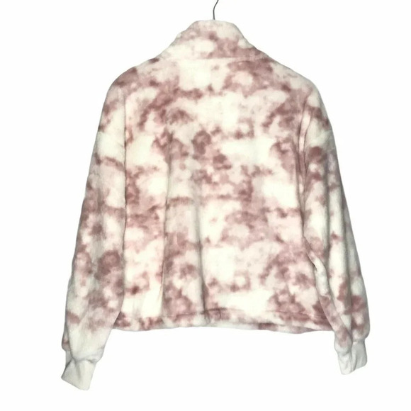 Old Navy Sweater Women's Sz S Fleece Pullover Quarter Zip Tie Dye Purple White - Picture 2 of 8